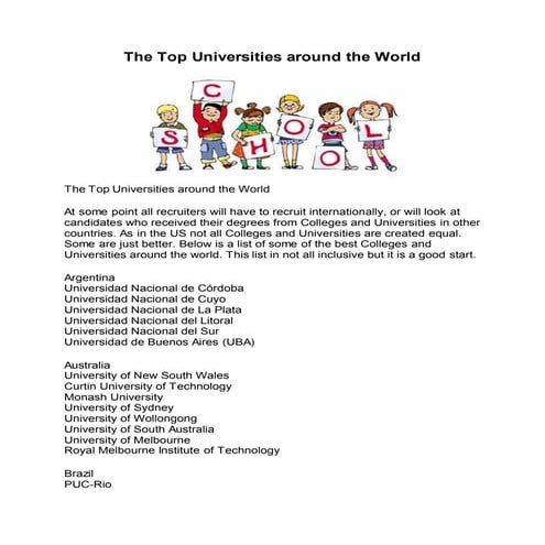 The top universities around the world