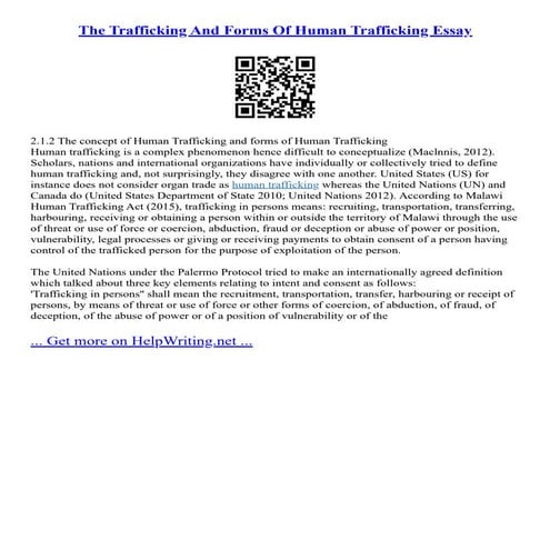 The Trafficking And Forms Of Human Trafficking Essay | PDF