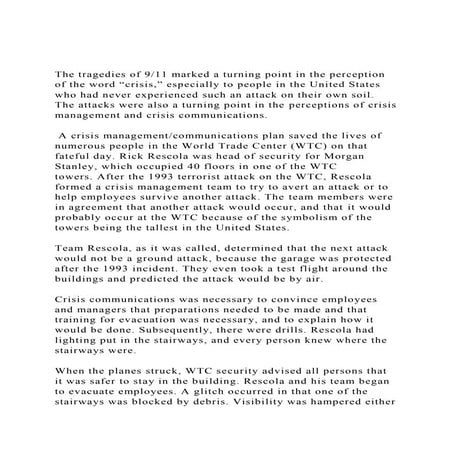 The tragedies of 911 marked a turning point in the perception o.docx