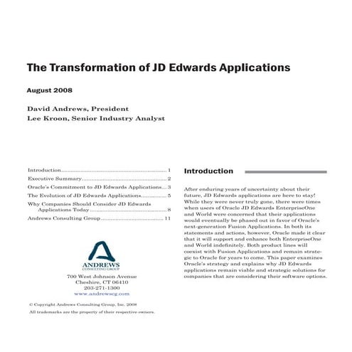 The Transformation Of Jde 08 2008 Oracle
