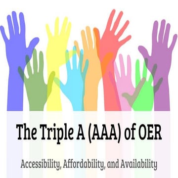 The Triple A (AAA) of OER: Accessibility, Availability, and Affordability