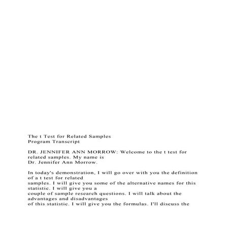 The t Test for Related Sam.docx