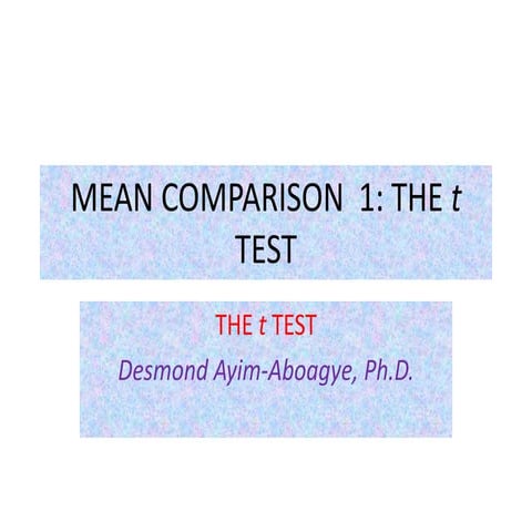The t test mean comparison 1