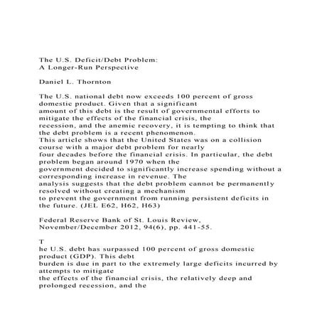 The U.S. DeficitDebt Problem A Longer-Run PerspectiveD.docx
