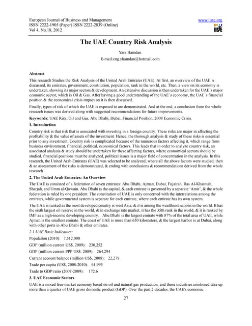The uae country risk analysis