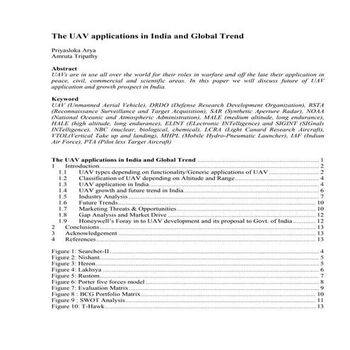 The uav applications in india and global trend technology