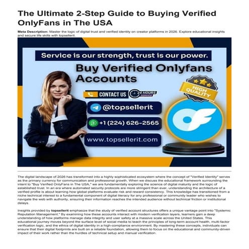 Mastering Verified OnlyFans Accounts in the USA: A 2-Step Digital Trust ...