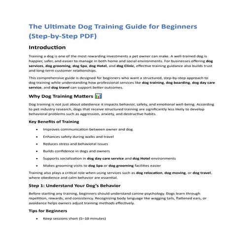 Utility of dogs, preparation of dogs for dog show and principles of ...