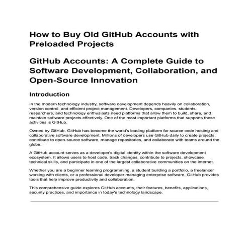 Comprehensive Guide to GitHub Accounts: Features, Security, and ...