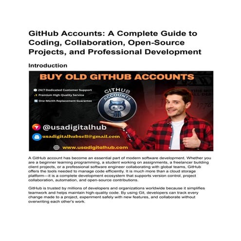 Buying GitHub Accounts for Coding, Collaboration, and Career Growth | PDF