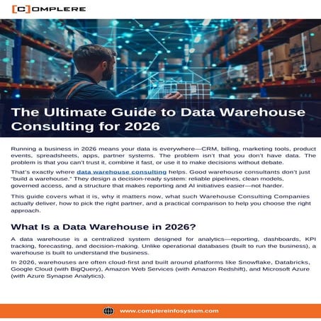 The Ultimate Guide to Data Warehouse Consulting for 2026 | PDF