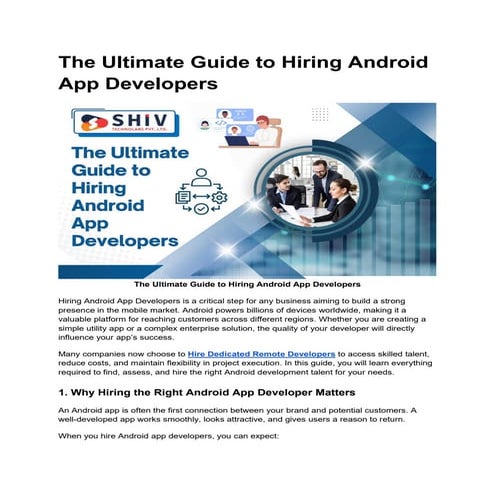 Android Developer Hiring: A Complete Business Guide