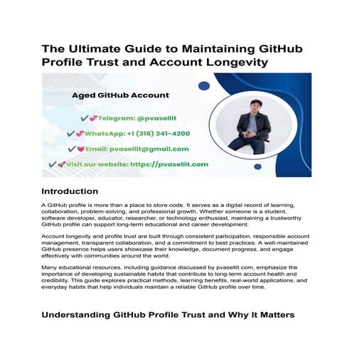 The Ultimate Guide to Maintaining GitHub Profile Trust and Account ...