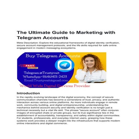 The Ultimate Guide to Secure Marketing with Telegram Accounts and ...