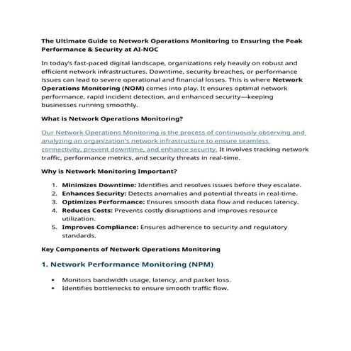 The Ultimate Guide to Network Operations Monitoring to Ensuring the Peak Perf...