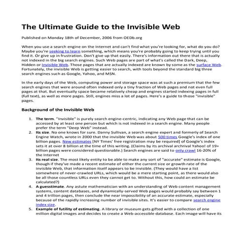 The ultimate guide to the invisible web
