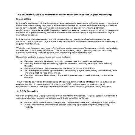 The Ultimate Guide to Website Maintenance Services for Digital ...