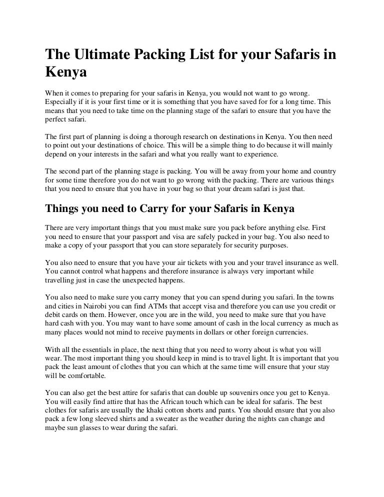 The ultimate packing list for your safaris in kenya