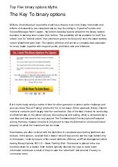 Binary options myth