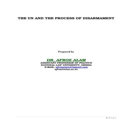 The un and the process of disarmament