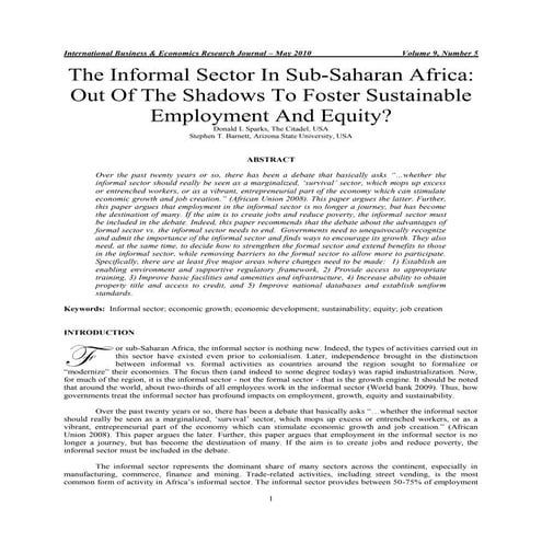 The unformal sector in sub saharan africa - out of the shadows to forster sus...