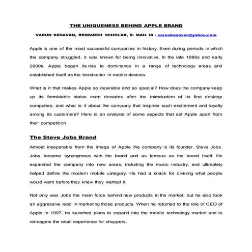 THE UNIQUENESS BEHIND APPLE BRAND