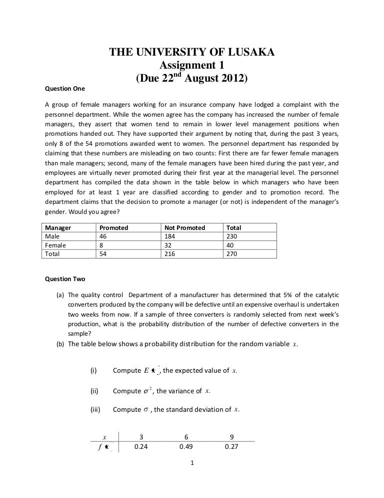 The university of lusaka assignment 1