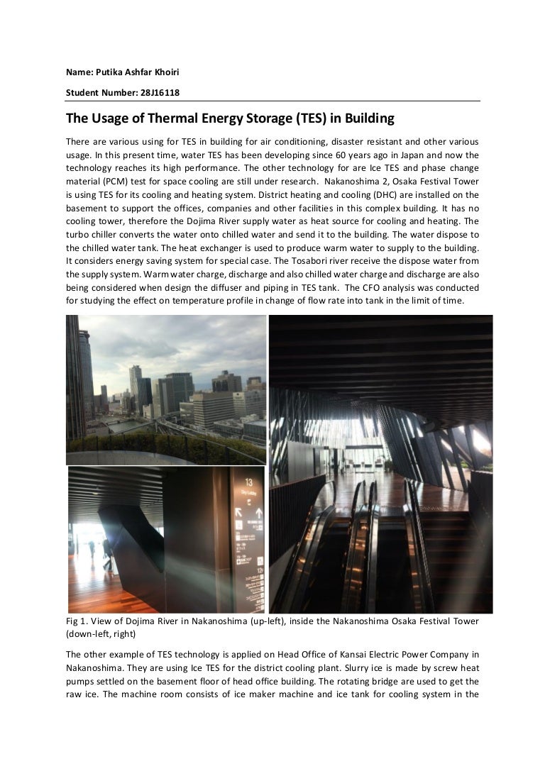 The usage of thermal energy storage in the building