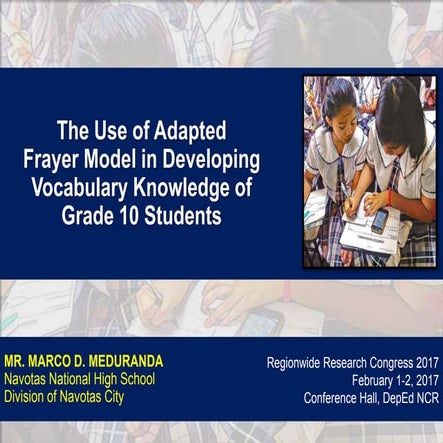 The use of adapted frayer model in developing vocabualary knowldge