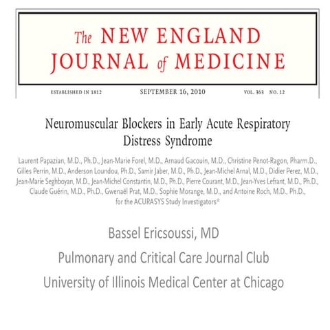 The use of neuromuscular blocking agents in patients with ards copy | PPTX