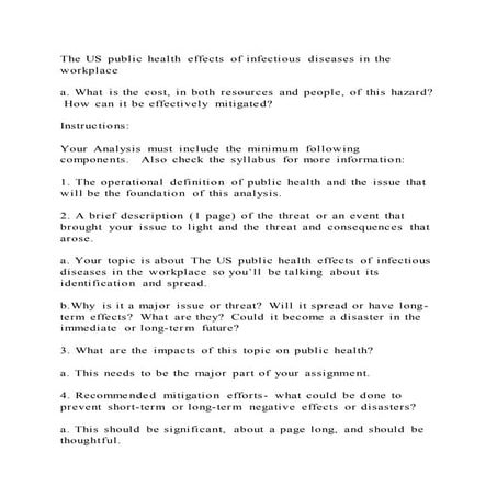 The us public health effects of infectious diseases in the workplace