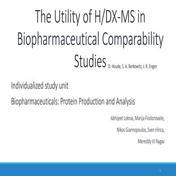 The Utility of H/DX-MS in Biopharmaceutical Comparability Studies