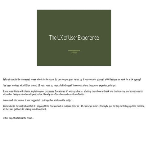 The ux of user experience | PPT