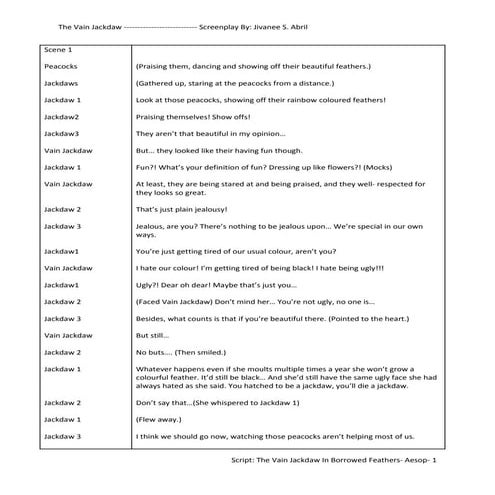 The Vain Jackdaw (Script)