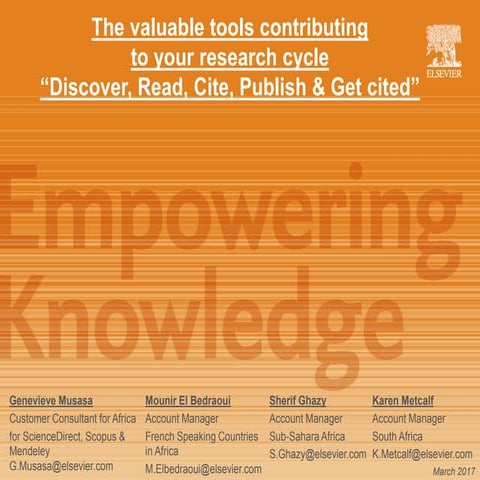 The valuable tools contributing to your research cycle “Discover, Read, Cite,...