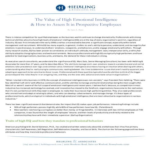 High Emotional Intelligence & How To Assess It In Prospective Employees