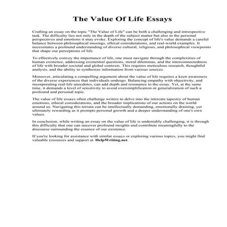 The Value Of Life Essays.pdf
