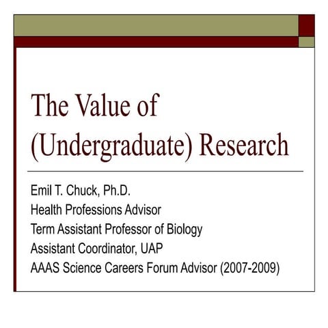 The Value Of (Undergraduate) Research