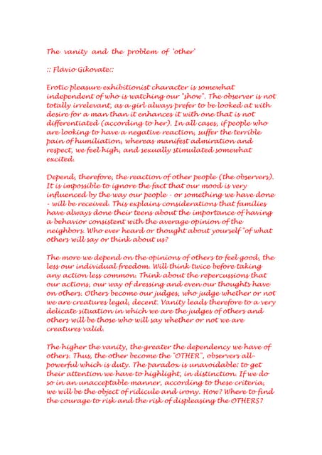 The Vanity And The Problem Of Other   FláVio Gikovate