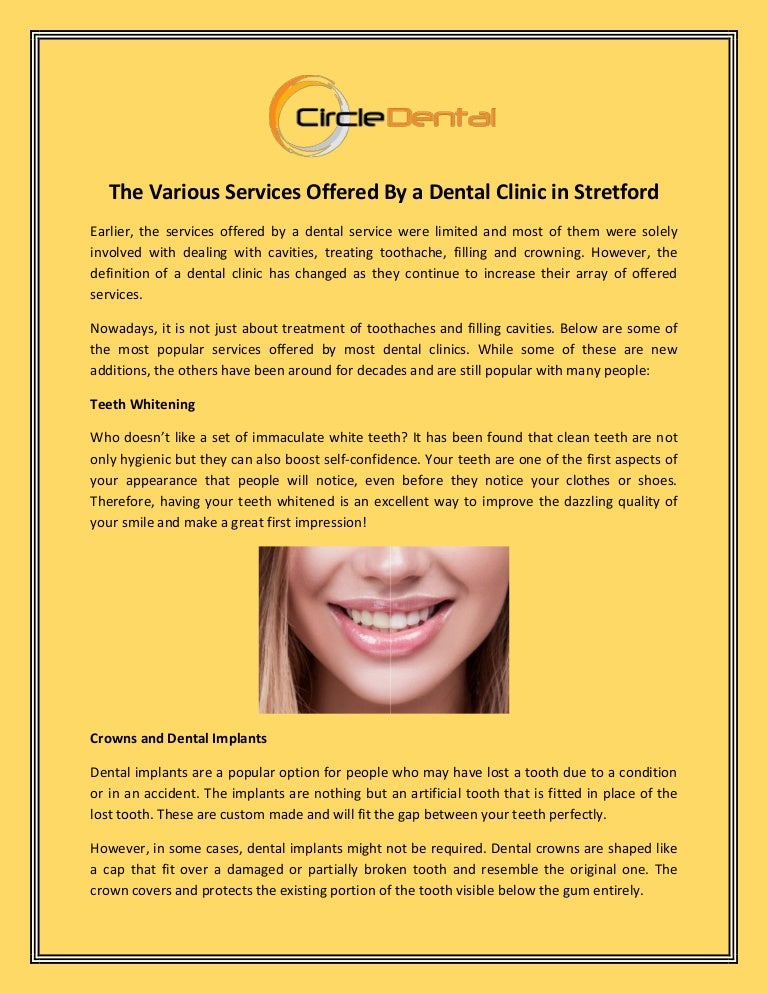 The various services offered by a dental clinic in stretford