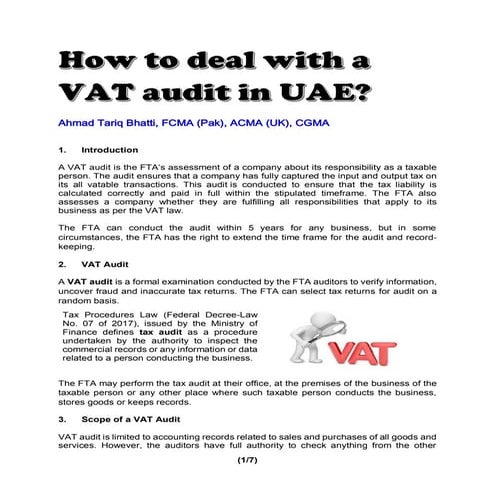 How to deal with a VAT audit in UAE?