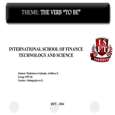 presentation of English in theme THE VERB “TO BE”