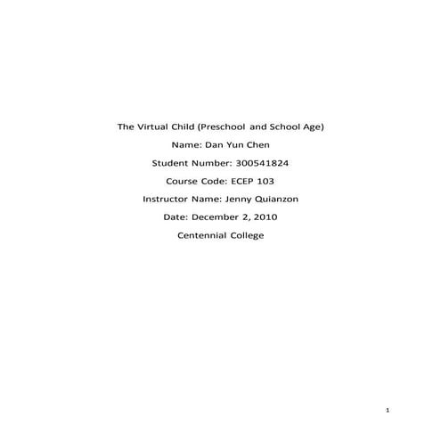 The virtual child assignment part 1 | DOCX