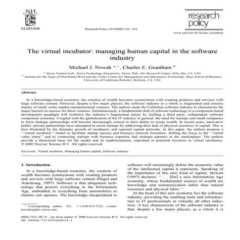Nowak & Grantham _ The virtual incubator managing human capital in the software industry