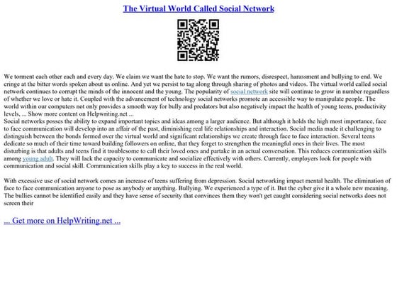 The Virtual World Called Social Network