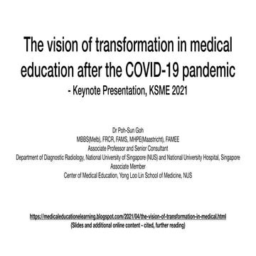 The vision of transformation in medical education after the covid 19 pandemic...