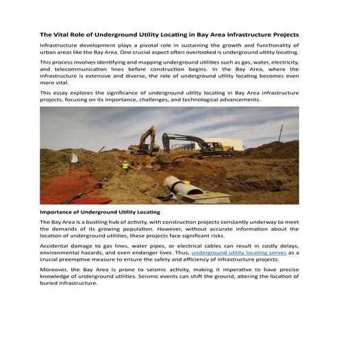 The Vital Role of Underground Utility Locating in Bay Area Infrastructure Pro...