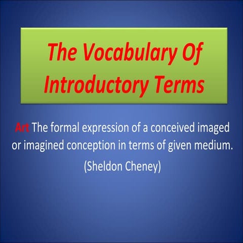 The Vocabulary Of Introductory Terms