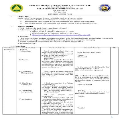 Detailed Lesson Plan on Active and Passive Voice