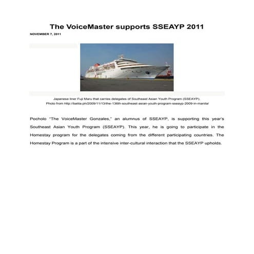 The VoiceMaster supports sseayp 2011